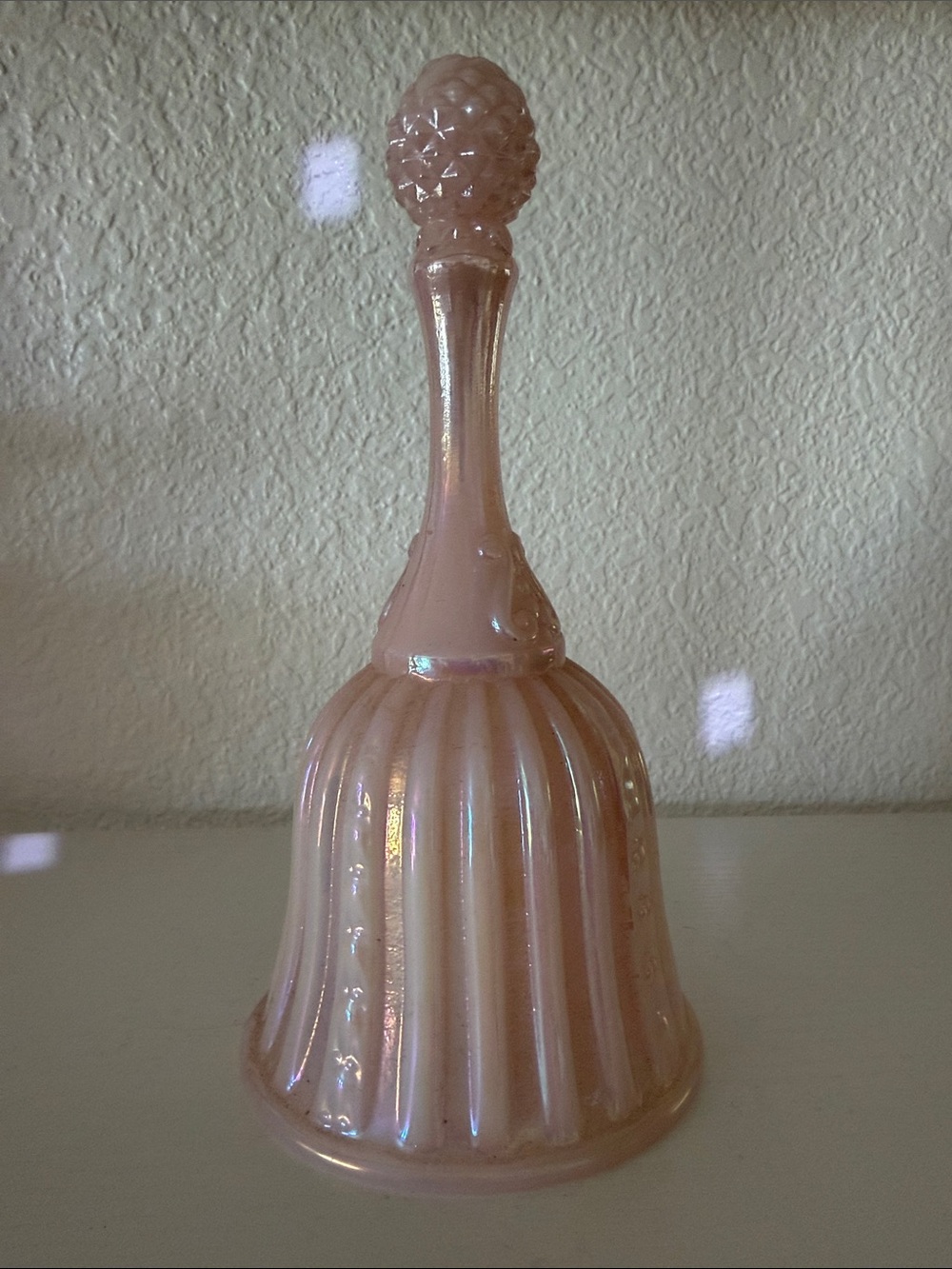 Fenton Pink Iridescent Glass Decorative Bell - Brand
